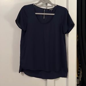 Express Short Sleeve Navy Blue Dress Shirt — Size: S